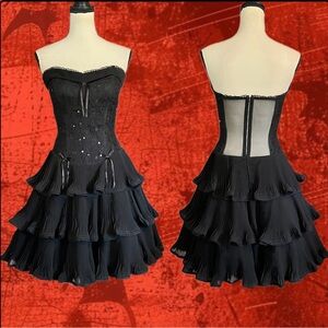 Vintage Betsey Johnson Evening Sheer Mesh Lace Corset Goth Fairy Cupcake Dress